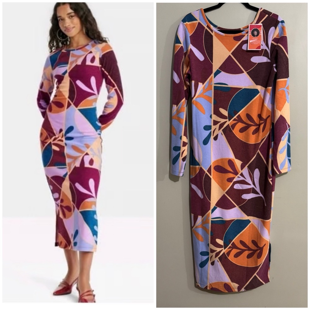 Latino Heritage Long Sleeve Midi Bodycon Sweater Dress Sz:XL NWT